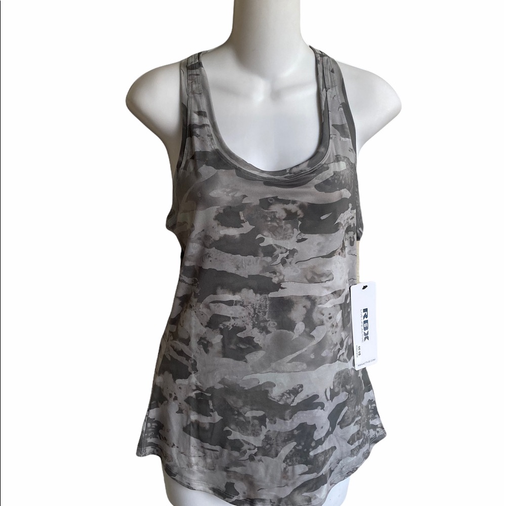 RBX Green Camo Print Workout Tank Racerback Moisture Wicking Ladies Small NWT